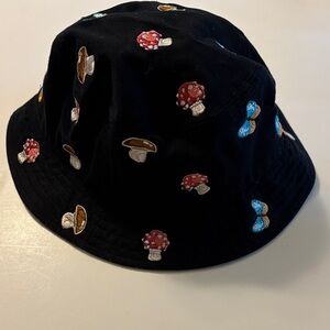 Embroidered 100% Cotton Mushroom & Butterfly Bucket Hat